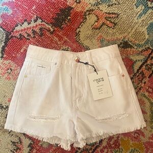 Denim Women's White Frayed Jean Shorts